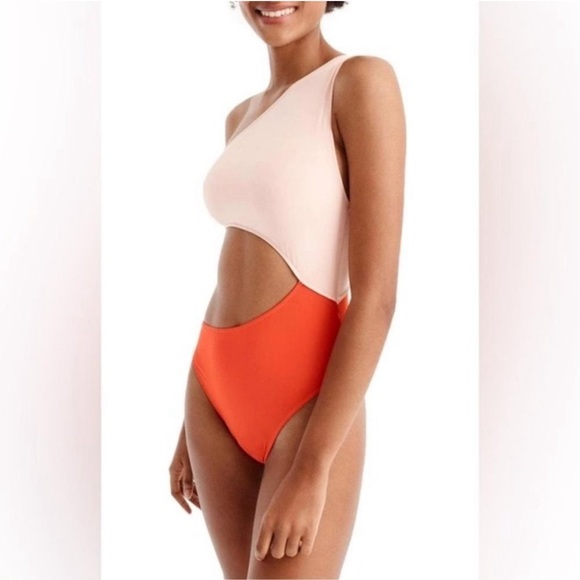 Other - J. Crew One Piece Color block Swimsuit Cut Out Orange Colorblock